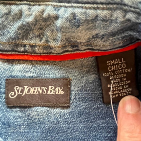 Super Cute Upcycled Country Christmas Button Down Denim Shirt - Picture 4 of 5